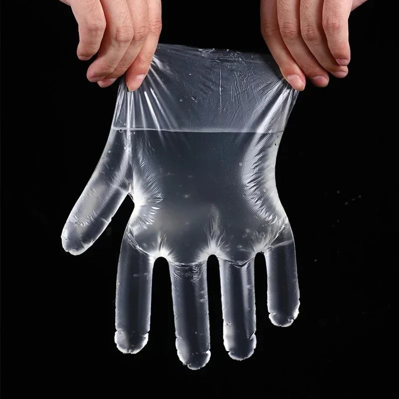Transparente Einweghandschuhe, transparente Kunststoffhandschuhe, latexfrei, lebensmittelecht, sichere Handschuhe für Kochen, Reinigung, BBQ und Küchenarbeiten