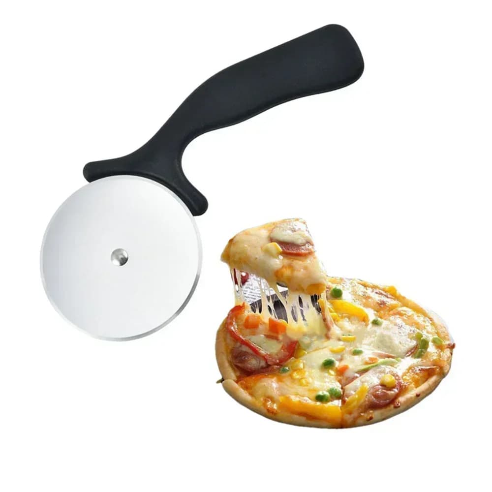 Neue Pizzaschneider Küchenzubehör Edelstahl Teigroller-Schneider Pizzamesser Keks-Kuchen-Rollrad Scherenschneider