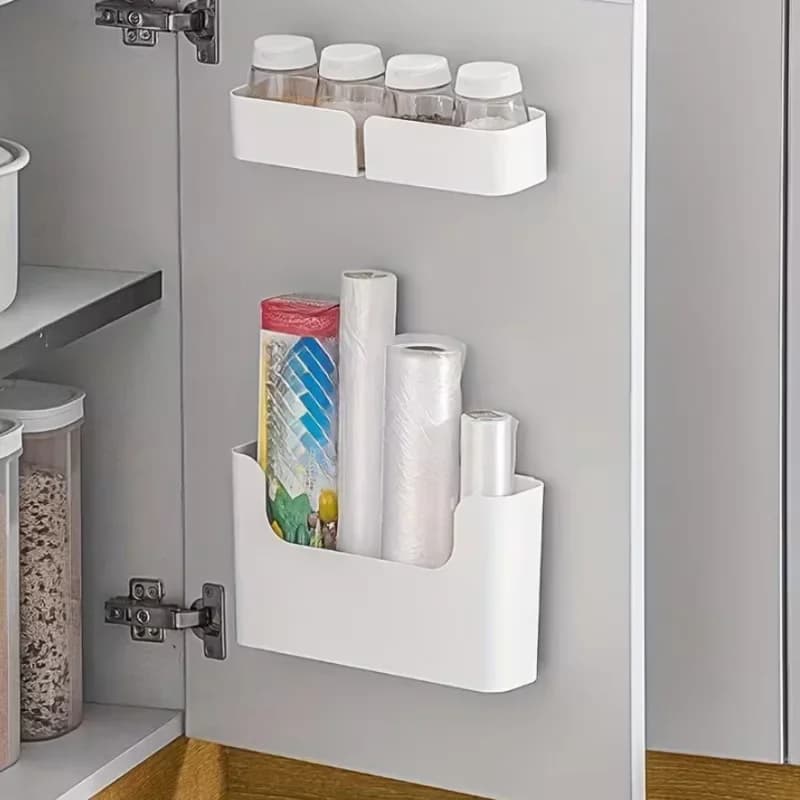 Wandmontierter Schrank mit Tür, Aufbewahrungsbox, für Schrankhaken, für Frischhaltefolie, Aufbewahrungsbeutel, Badezimmerutensilien
