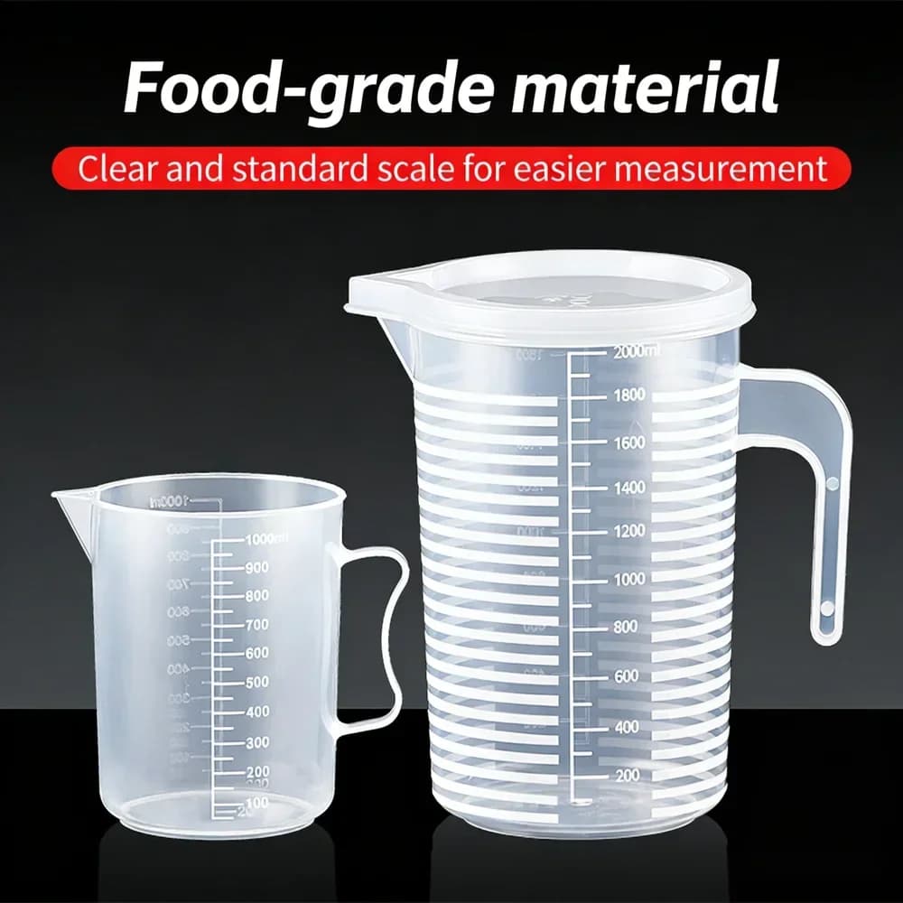 100-5000ml Küchen-Messbecher in Lebensmittelqualität ohne Deckel, mit Deckel-Skala, PC, hochtemperaturbeständig, Kunststoff-Becher für Milchtee-Shops