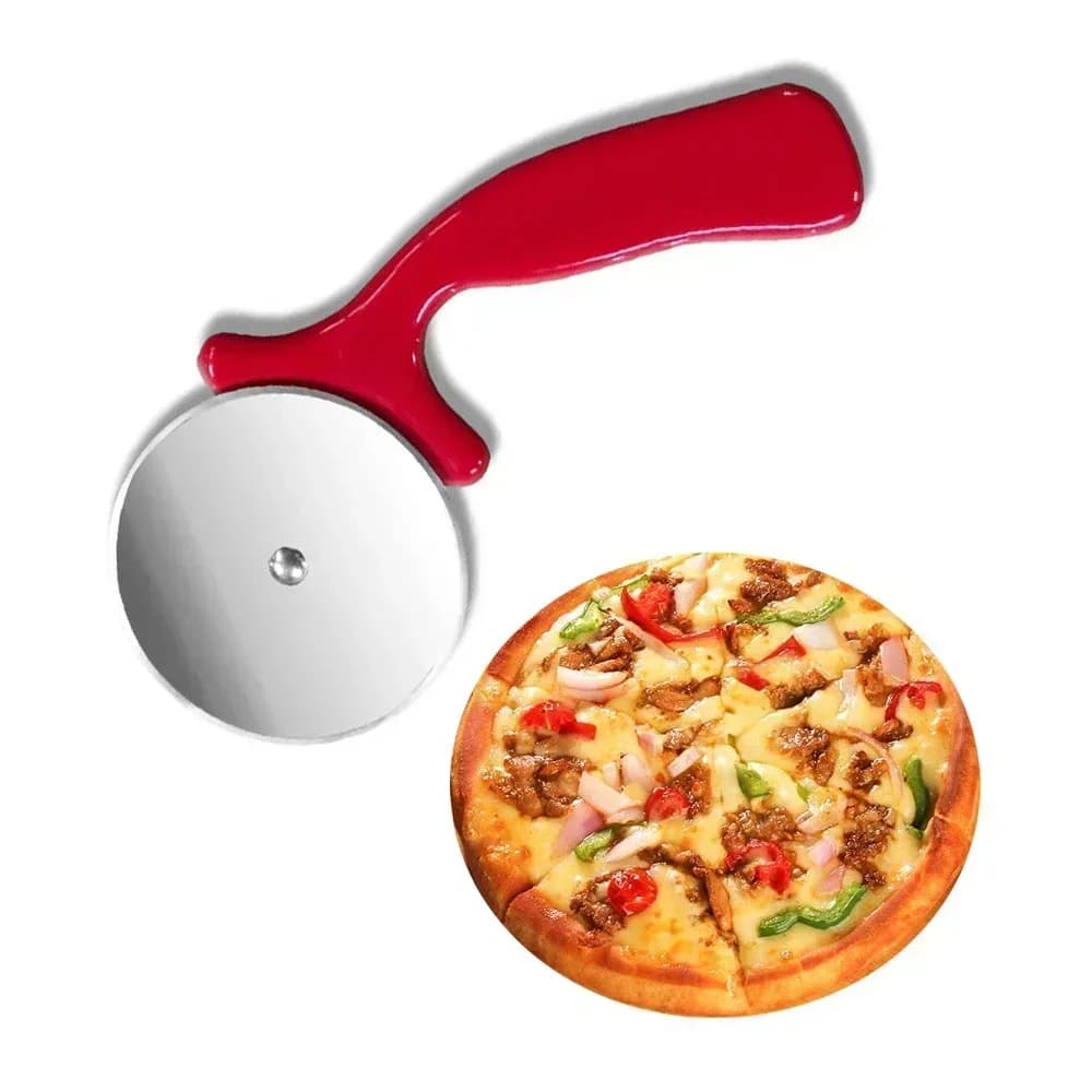 Neue Pizzaschneider Küchenzubehör Edelstahl Teigroller-Schneider Pizzamesser Keks-Kuchen-Rollrad Scherenschneider
