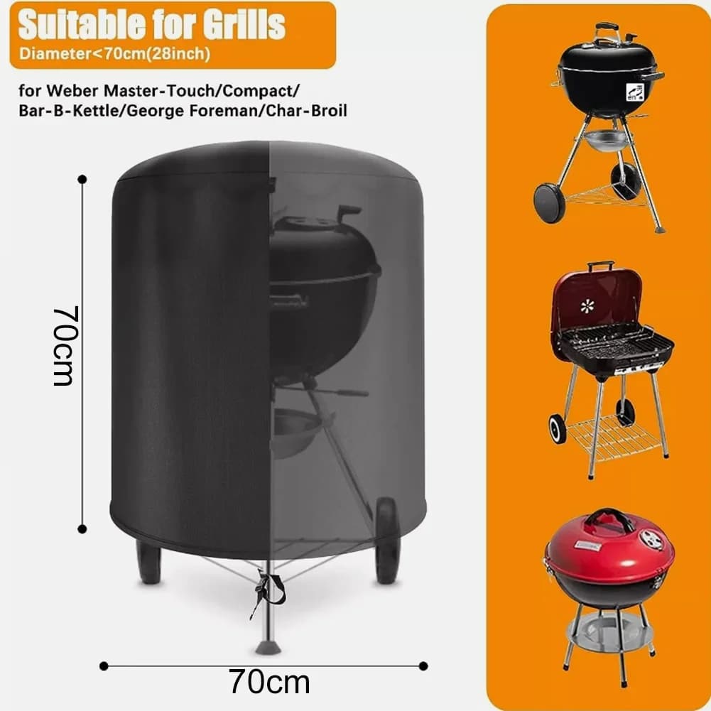 Raweao Kettle BBQ-Abdeckung Weber wasserdichte Grillabdeckung, runde BBQ-Regenschutzabdeckung für draußen, Oxford-Abdeckung, 57Cm