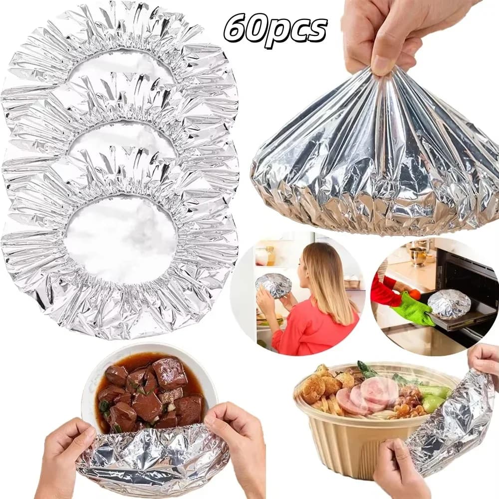 10–60 Stück wiederverwendbare Alufolienschalen-Abdeckung, wärmeisolierend und wärmespeichernd, lebensmittelecht, für Ofen, Mitnahme und Picknick