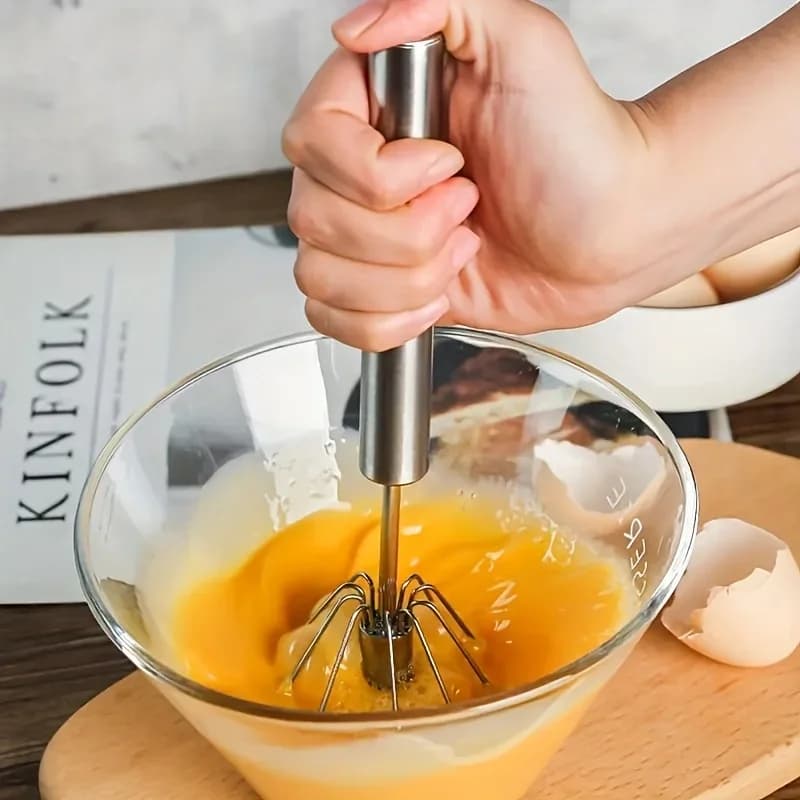 Edelstahl-Eierbesen, langlebiger halbautomatischer Mixer für müheloses Rühren, Mischen und Schlagen von Eiern und Sahne in der Küche und beim Backen