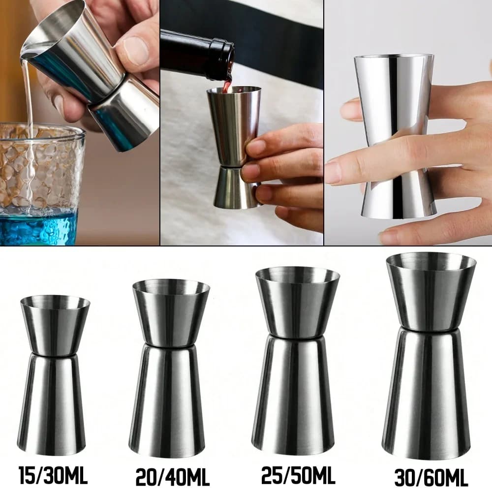 Messbecher aus Edelstahl, Cocktail-Shaker, Jigger, Doppel-Shot, Alkohol-Messbecher, Mischflasche, Party-Bar-Tool