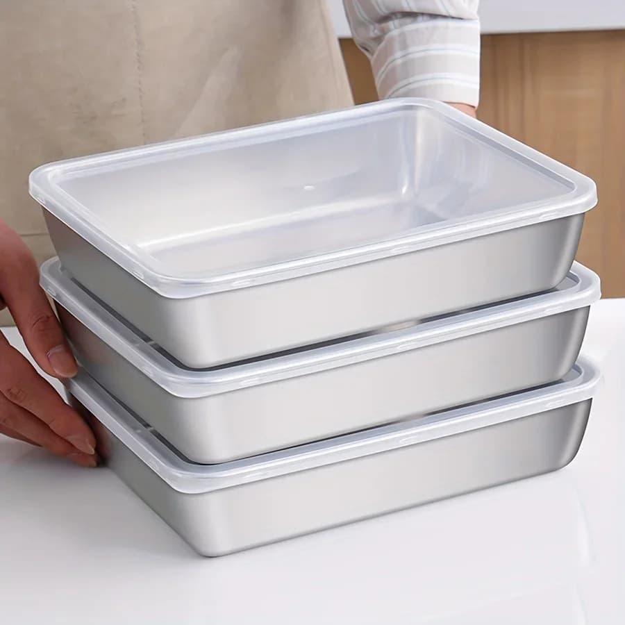 3-teiliges Set Edelstahl-Lebensmittelbehälter – luftdichte, BPA-freie Küchenhelfer für Kühlschrank/Vorratskammer/trockene Lebensmittel