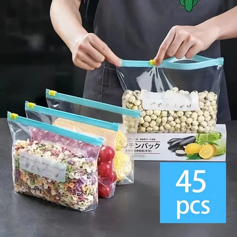 10-90pcs Frischhaltetüten mit Reißverschluss, versiegelte Lebensmittelbeutel für Obst, Getreide, Gemüse, Fleisch, auslaufsicher, gefriergeeignet