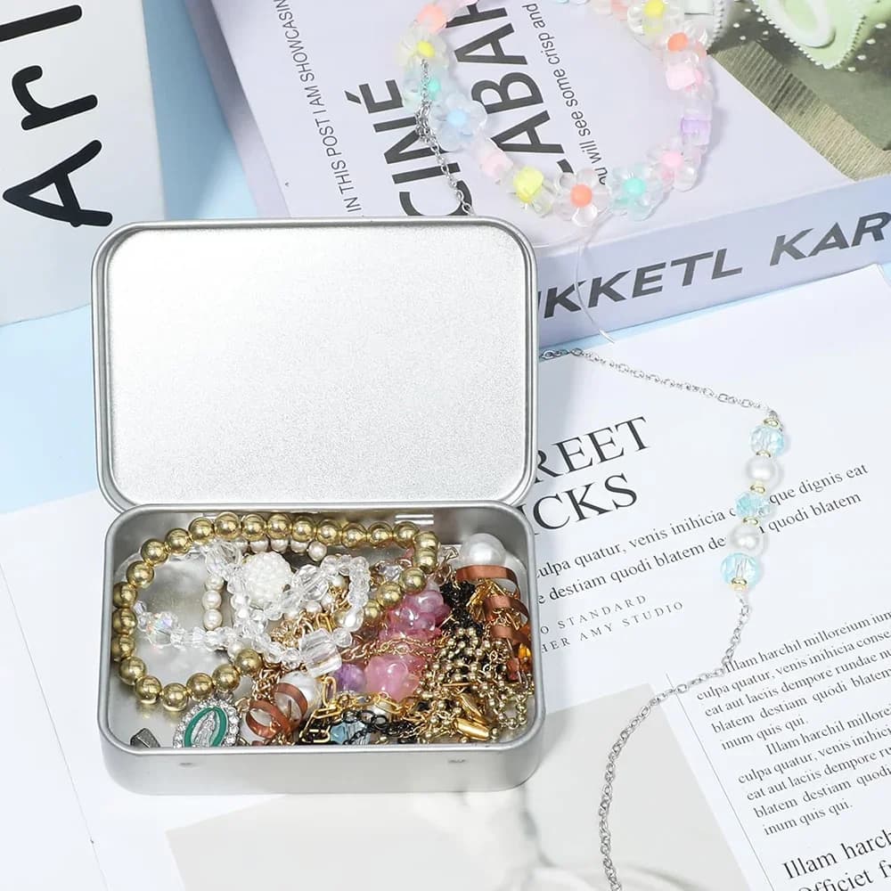 6 Stk. Metall-Dosenbox mit Scharnier, Mini tragbarer kleiner Aufbewahrungsbehälter mit Deckel für Zuhause, Bonbon- und Bastel-Organizer