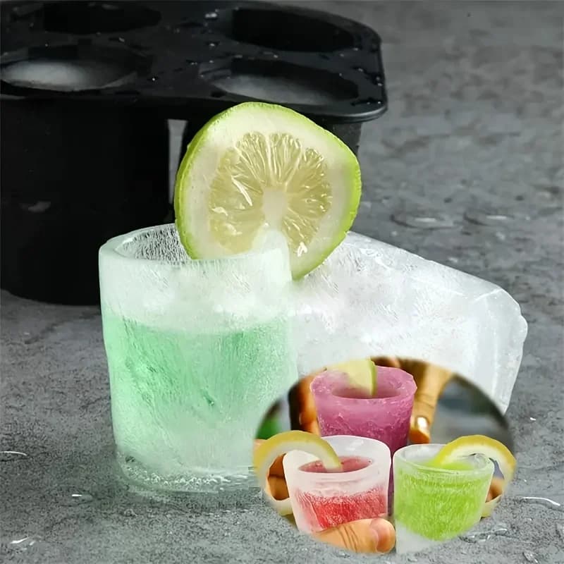 Silikon-Eiswürfelform mit vier Löchern, Presse für Eisblöcke, kreative runde Becherform-Eisformen für Whisky, Bier, Bar, Küchenwerkzeuge