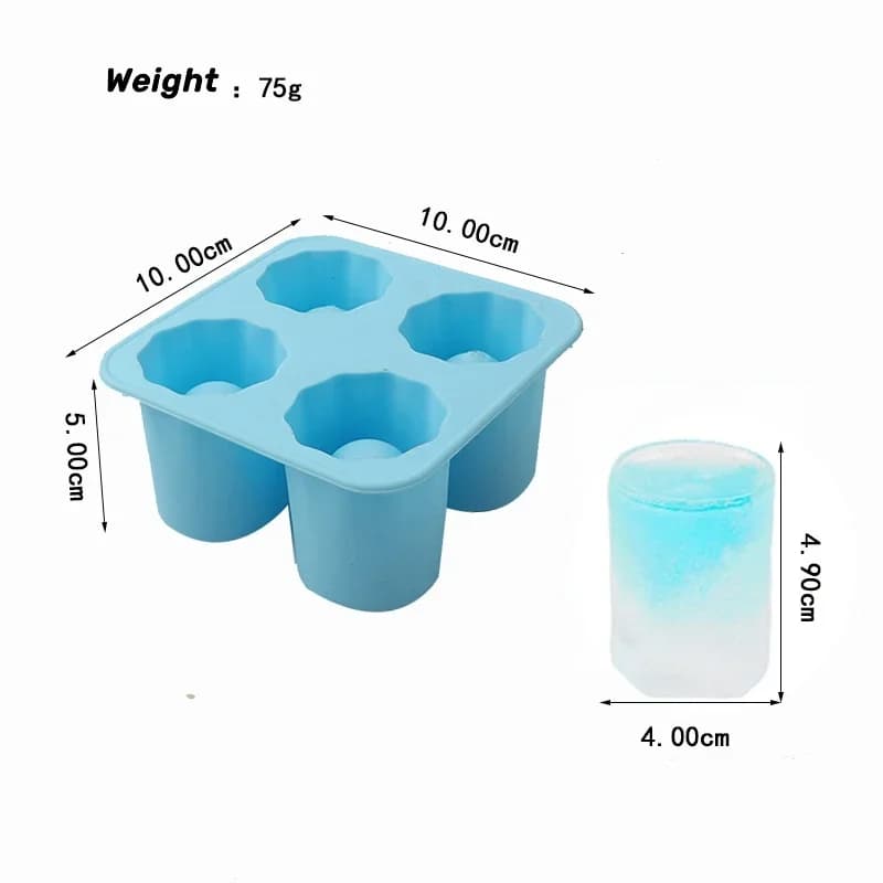 Silikon-Eiswürfelform mit vier Löchern, Presse für Eisblöcke, kreative runde Becherform-Eisformen für Whisky, Bier, Bar, Küchenwerkzeuge