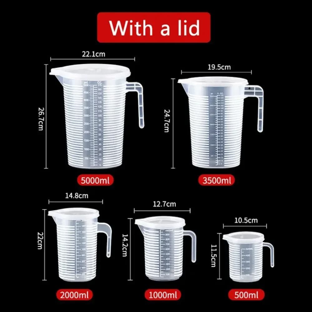 100-5000ml Küchen-Messbecher in Lebensmittelqualität ohne Deckel, mit Deckel-Skala, PC, hochtemperaturbeständig, Kunststoff-Becher für Milchtee-Shops