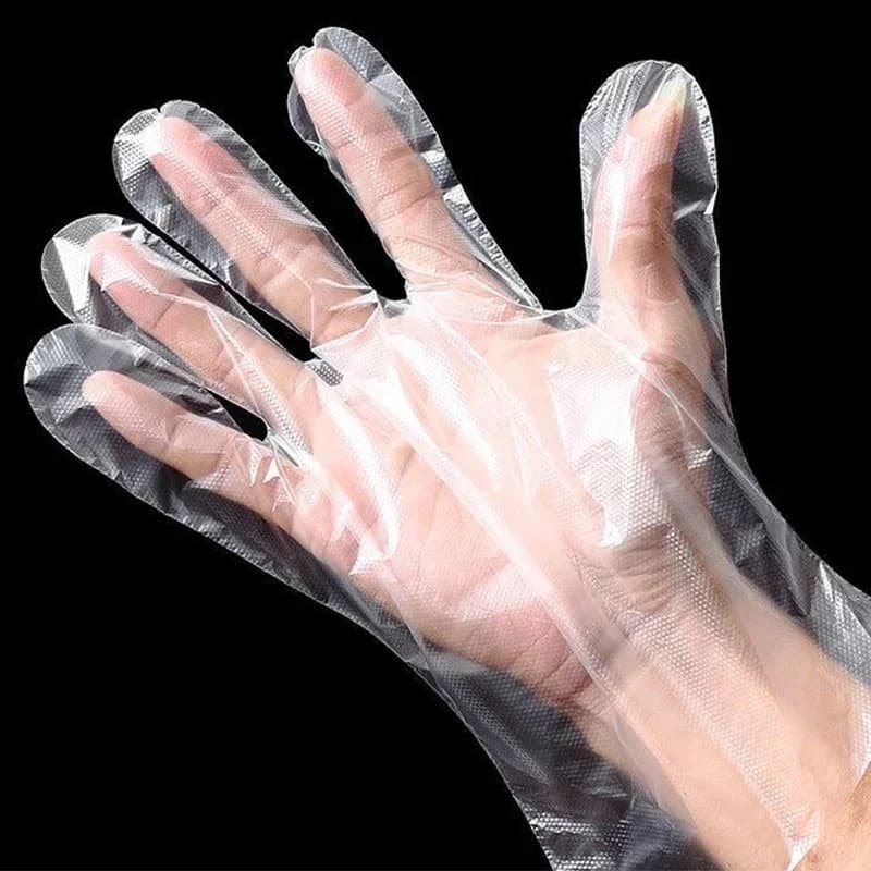 Transparente Einweghandschuhe, transparente Kunststoffhandschuhe, latexfrei, lebensmittelecht, sichere Handschuhe für Kochen, Reinigung, BBQ und Küchenarbeiten