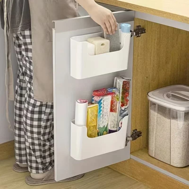 Wandmontierter Schrank mit Tür, Aufbewahrungsbox, für Schrankhaken, für Frischhaltefolie, Aufbewahrungsbeutel, Badezimmerutensilien