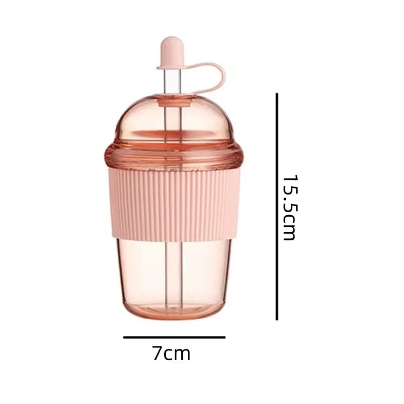 1 Stück 430ml tragbarer Flip-Strohhalm-Becher aus Kunststoff, Ins-Stil, großvolumige Wasserflaschen für Tee, Kaffee, Milch, hitzebeständige Becher für Saft und Gelee