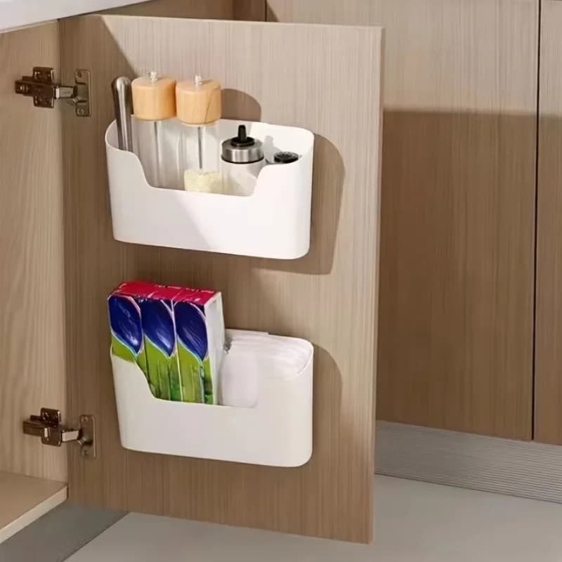 Wandmontierter Schrank mit Tür, Aufbewahrungsbox, für Schrankhaken, für Frischhaltefolie, Aufbewahrungsbeutel, Badezimmerutensilien