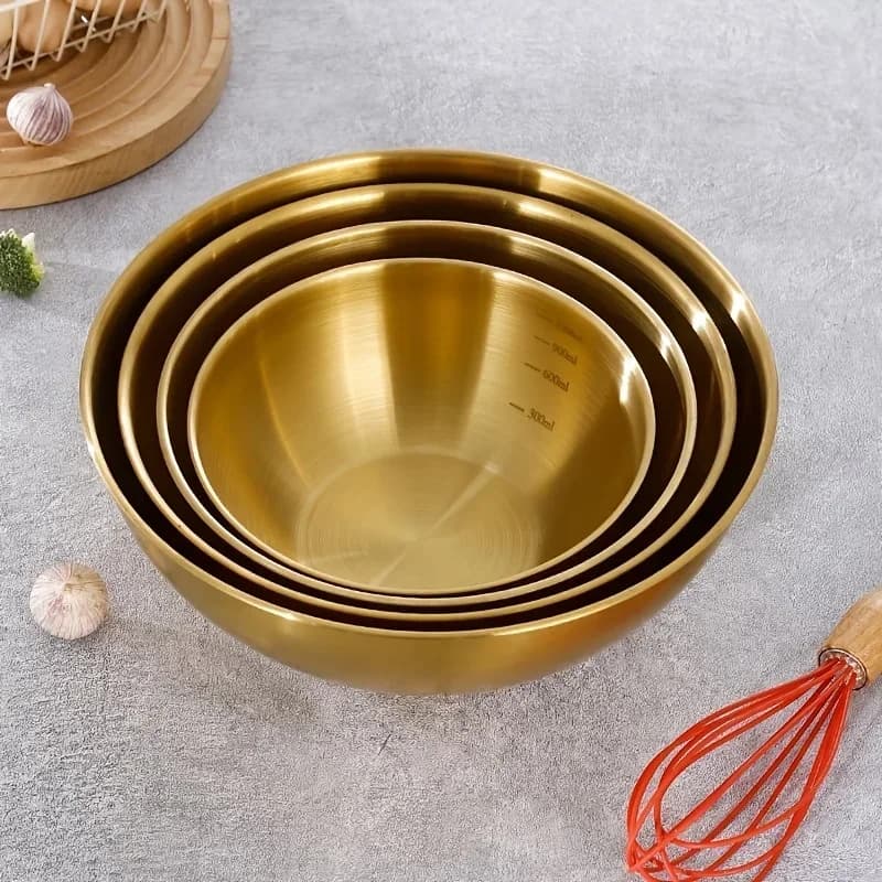3-teiliges Rührschüssel-Set aus Edelstahl, große Salatschüssel, Schüssel zum Teigkneten, Küchenzubehör, Küchenhelfer, Haushaltsartikel