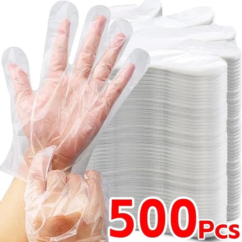 Transparente Einweghandschuhe, transparente Kunststoffhandschuhe, latexfrei, lebensmittelecht, sichere Handschuhe für Kochen, Reinigung, BBQ und Küchenarbeiten