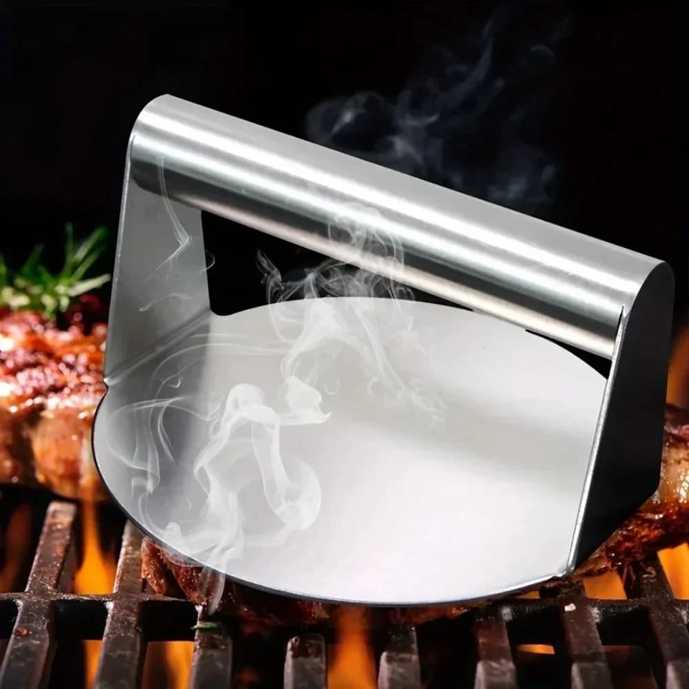 Neuer Smash-Burger-Presse aus Edelstahl | Robuste Patty-Presse & Zerdrückform für BBQ, Grillen, Küche (Antihaft)