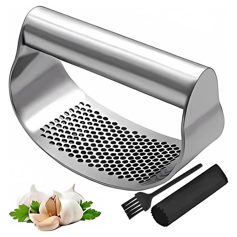 Verbesserte Edelstahl-Knoblauchpresse manuelle Knoblauch-Ingwer-Rocker-Zerkleinerer Knoblauch-Schneidewerkzeug Küchenhelfer
