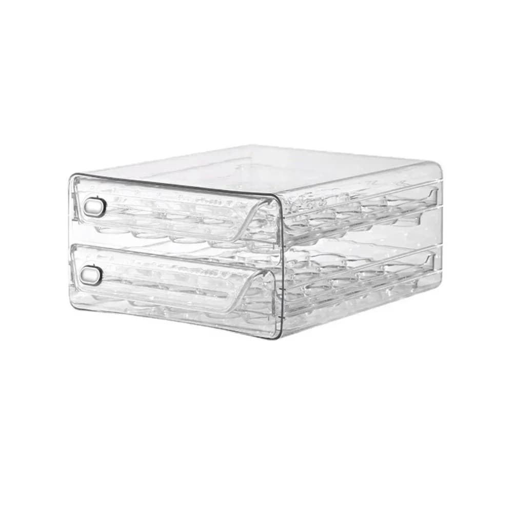 Transparente Eieraufbewahrungsbox, doppellagiger, klarer Eierhalter aus Kunststoff, Zeit-Skala, großer Eier-Aufbewahrungsregal-Schubladenorganizer
