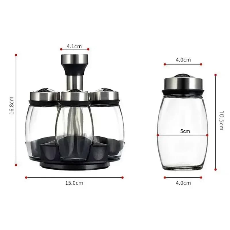 NEU Einzelnes Glas- und Gewürzglas-Set mit Ablage, Glas-Gewürz-, Zucker-, Pfeffer- und Salzstreuer-Halter, Küchenregal