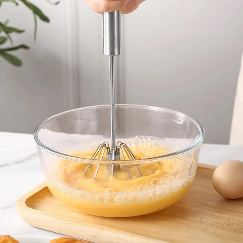 Halbautomatischer Eierbesen, manueller Rotations-Sahnequirl, Küchenhelfer für Haushalt und Backen, zum Verquirlen von Eiern und Mixen von Kuchen