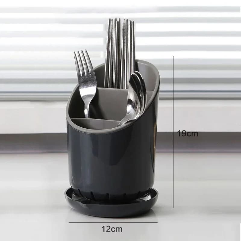 1 Stk. Kunststoff-Aufbewahrungsregal für Besteck, Stäbchen, Messer, Löffel, Gabeln, Abtropfloch mit Tablett, Haushalts-Abtropfregal