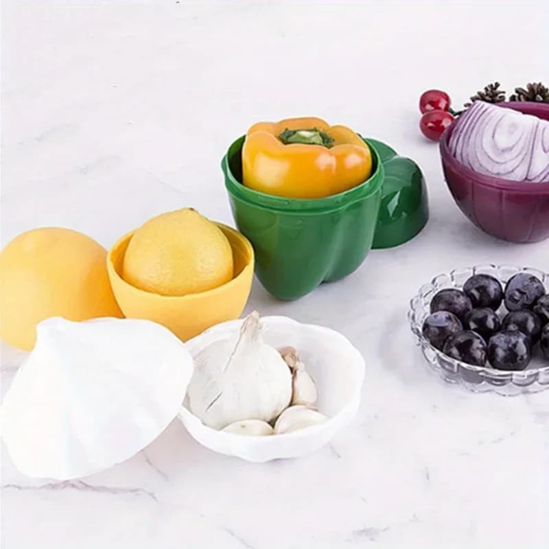 Lebensmittelbox aus Kunststoff, verschlossen, kreativer Organizer, Frischhaltebox für Gemüse, Zwiebel, Knoblauch, grüne Paprika, Frischaufbewahrung, Küchenhelfer