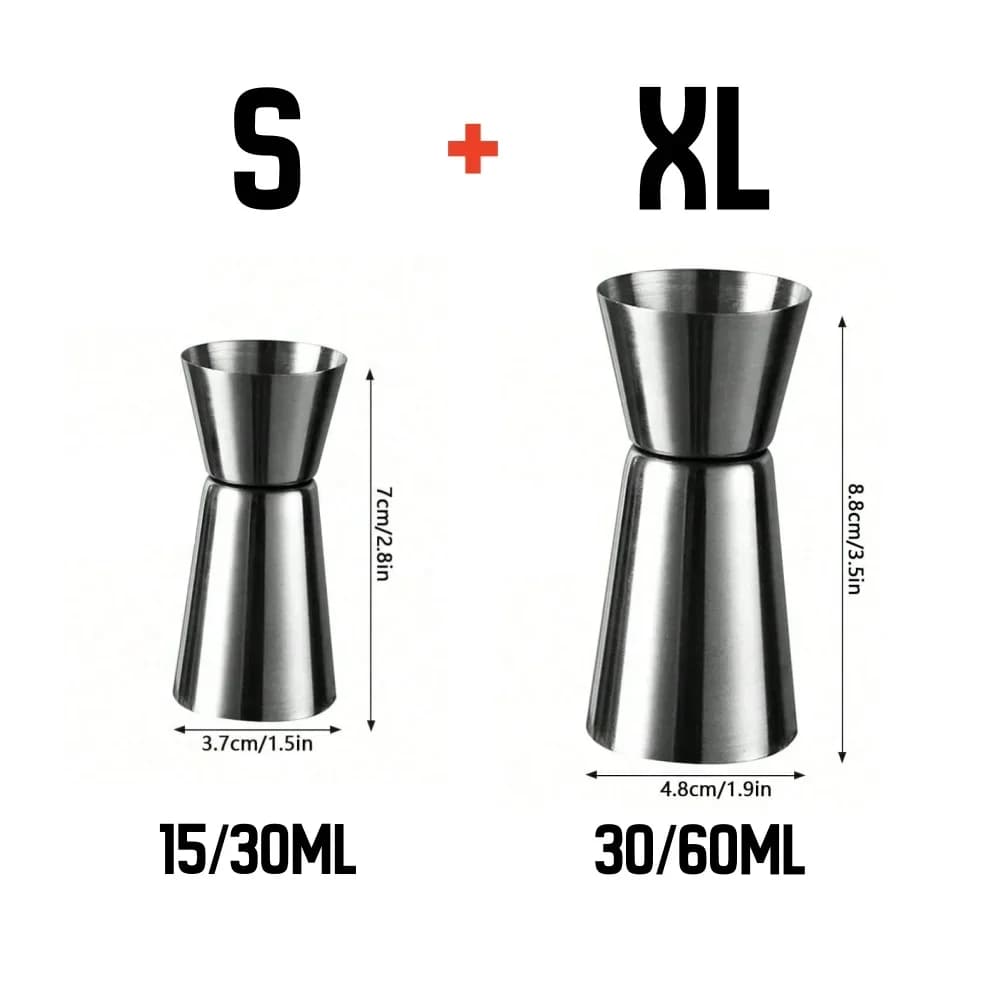 Messbecher aus Edelstahl, Cocktail-Shaker, Jigger, Doppel-Shot, Alkohol-Messbecher, Mischflasche, Party-Bar-Tool