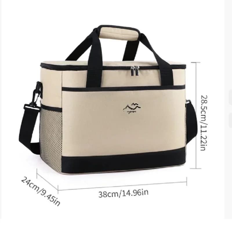 Quadratischer Kühlakku mit großem Fassungsvermögen, minimalistischer isolierter Lunchbag mit Schulterriemen, Frischhalte-Picknicktasche für draußen