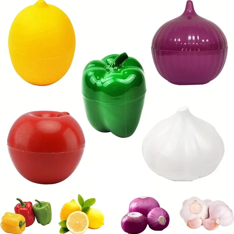 Lebensmittelbox aus Kunststoff, verschlossen, kreativer Organizer, Frischhaltebox für Gemüse, Zwiebel, Knoblauch, grüne Paprika, Frischaufbewahrung, Küchenhelfer