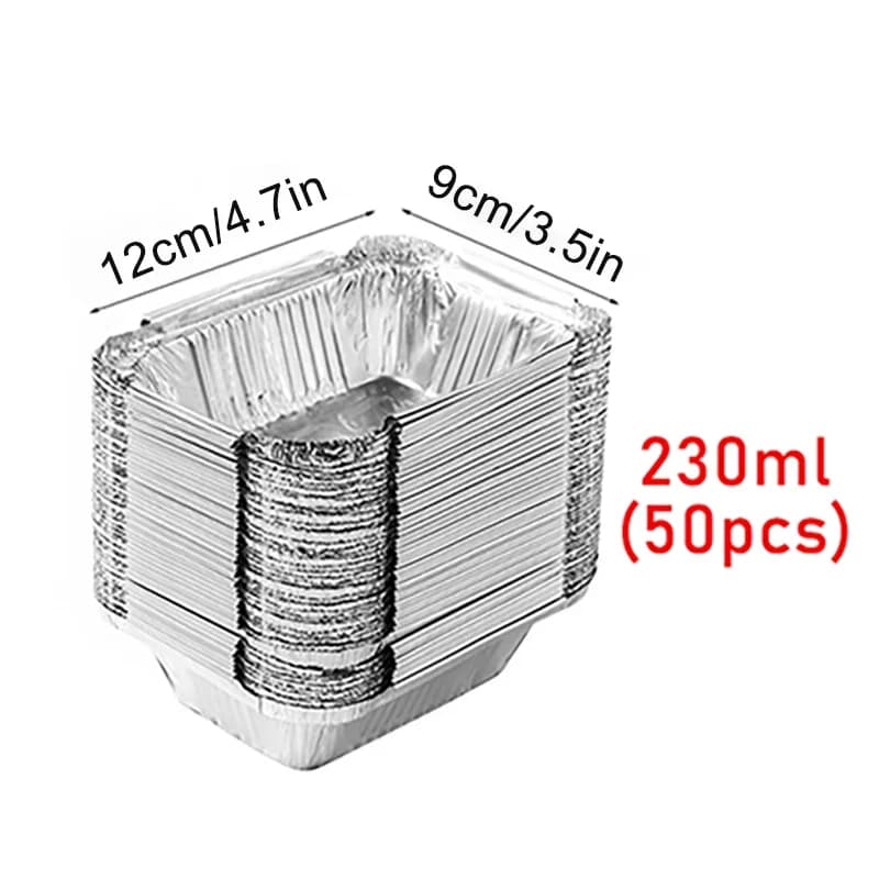 50pcs Einweg-Aluminiumfolie, verschiedene Größen, Aluschalen sind perfekt zum Kochen, Erhitzen, Aufbewahren und Zubereiten von Speisen.