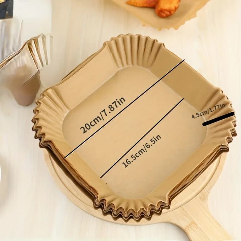 Einweg-Backpapier-Einlagen für Heißluftfritteusen, ölbeständig, wasserdicht, rund, quadratisch und rechteckig, Backpapier für Küche und Partybedarf