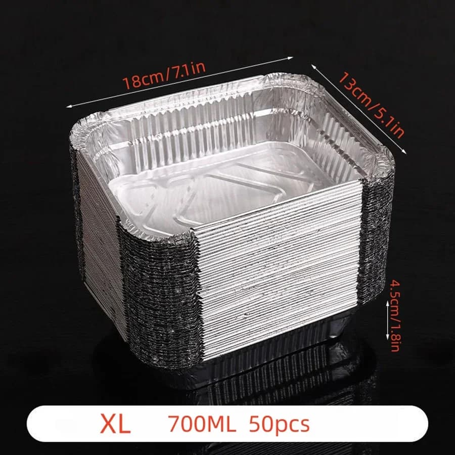 50pcs Einweg-Aluminiumfolie, verschiedene Größen, Aluschalen sind perfekt zum Kochen, Erhitzen, Aufbewahren und Zubereiten von Speisen.