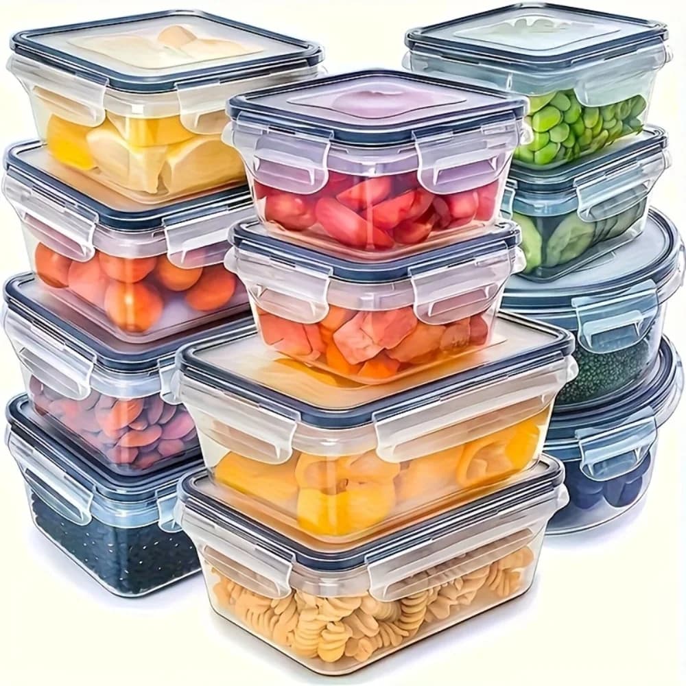 8-teilige BPA-freie luftdichte Lebensmittelbehälter mit Verschlussdeckeln - mikrowellen-/gefriergeeignetes PP-Kunststoff-Aufbewahrungsset für Trockenwaren/Obst/Gemüse