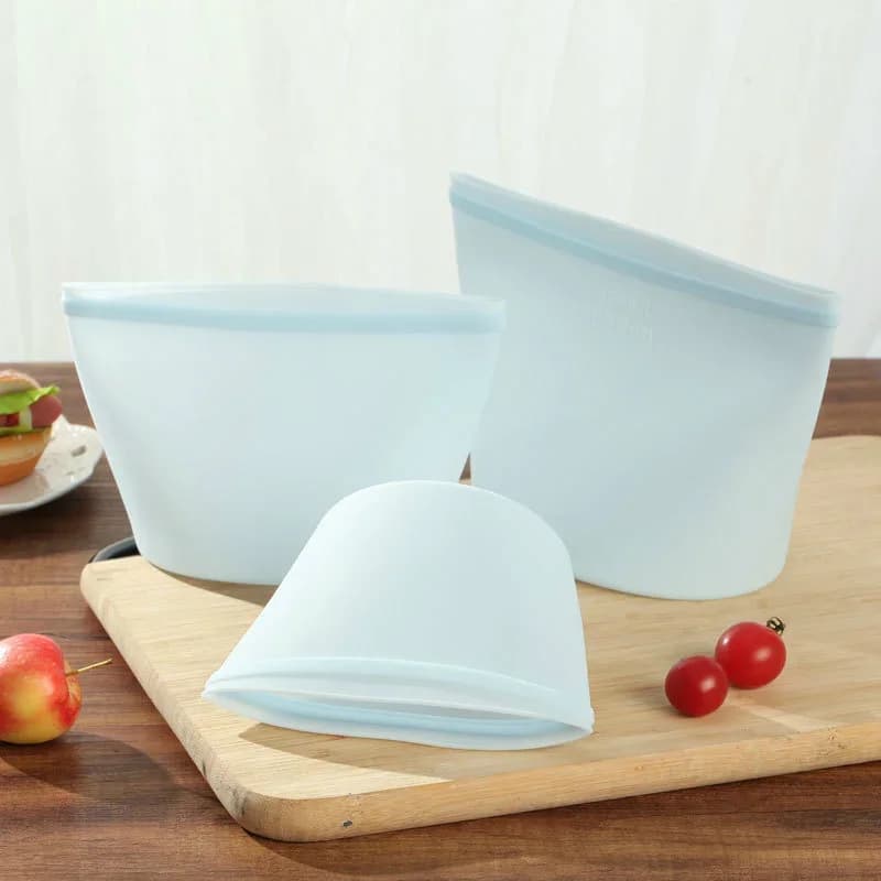 1/3-teiliges Silikon-Lebensmittelbehälter-Set, wiederverwendbare Aufbewahrungsbeutel, auslaufsicher, Ziplock-Beutel-Set für Kühlschrank/Gefrierschrank, Frischhalten, Küchenorganisation