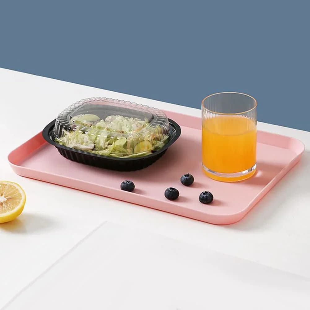Rechteckiges Serviertablett, quadratisches Tablett, rutschfest, kratzfest, Kunststoff-Serviertablett für Zuhause, Tee, Obst, Dessert