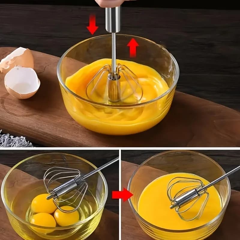 Edelstahl-Eierbesen, langlebiger halbautomatischer Mixer für müheloses Rühren, Mischen und Schlagen von Eiern und Sahne in der Küche und beim Backen