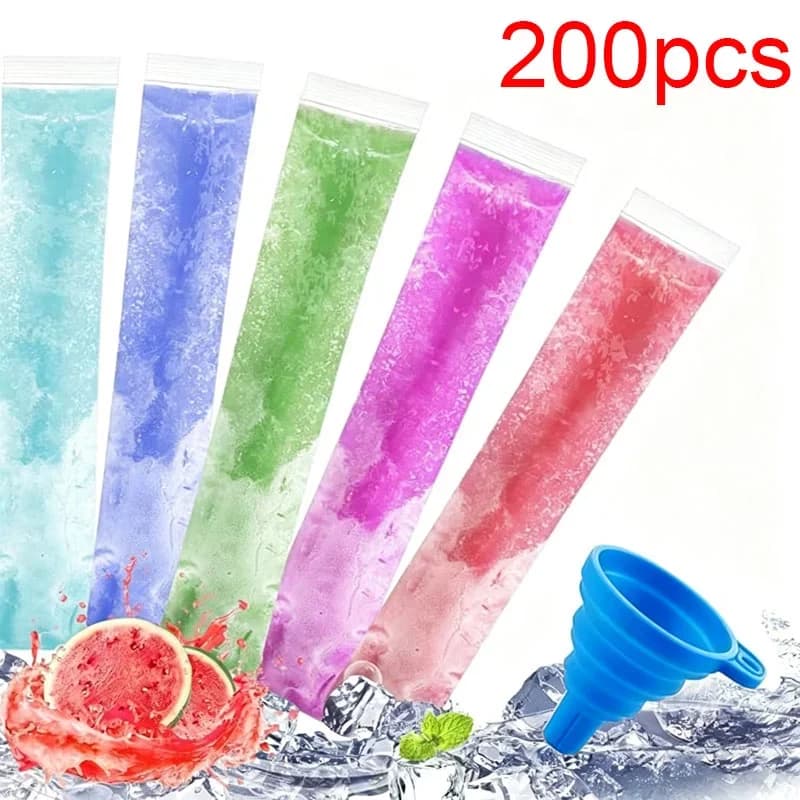 50/100/200er Einweg-Transparente Eis am Stiel-Beutel für Saft, Joghurt, Schokolade, transparente Eisform, Küchenzubehör
