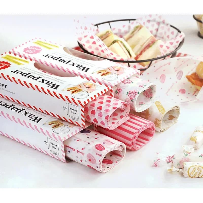 50 Stück Wachspapier lebensmittelecht – Fettabweisendes Einschlagpapier für Burger & Snacks