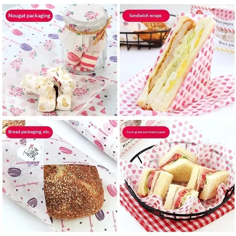 50 Stück Wachspapier lebensmittelecht – Fettabweisendes Einschlagpapier für Burger & Snacks