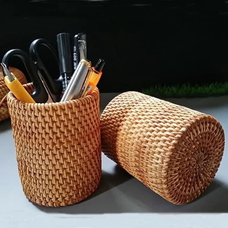 Rattan-Organizer für den Haushalt, Aufbewahrungsbox für Essstäbchen, Schaufeln, Löffel, Tischmesser und Gabeln