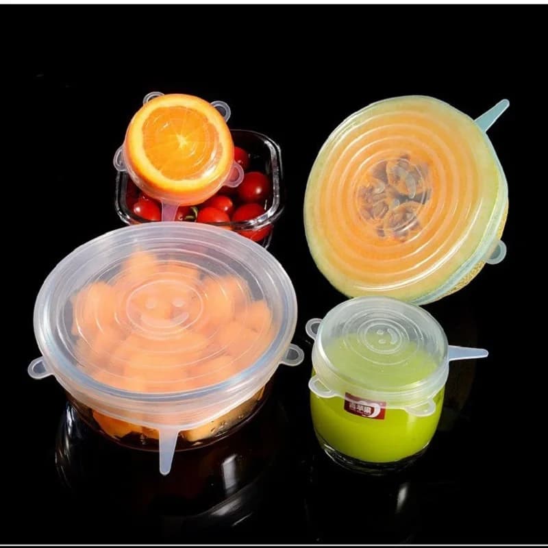6er-Set Silikon-Stretchdeckel, Lebensmittel-Schüsseldeckel, wiederverwendbare Frischhaltedeckel, multifunktional und ausziehbar