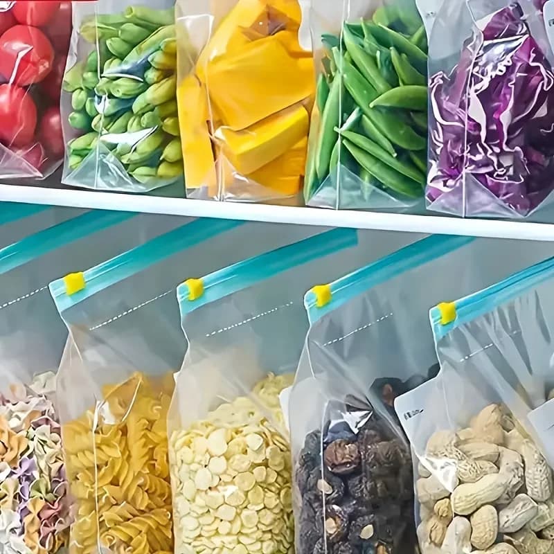 10-90pcs Frischhaltetüten mit Reißverschluss, versiegelte Lebensmittelbeutel für Obst, Getreide, Gemüse, Fleisch, auslaufsicher, gefriergeeignet