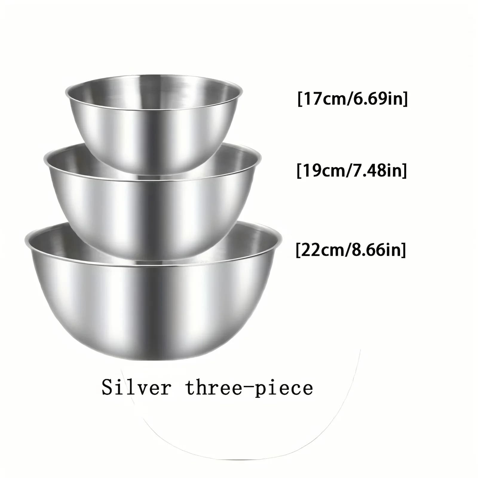 3-teiliges Rührschüssel-Set aus Edelstahl, große Salatschüssel, Schüssel zum Teigkneten, Küchenzubehör, Küchenhelfer, Haushaltsartikel
