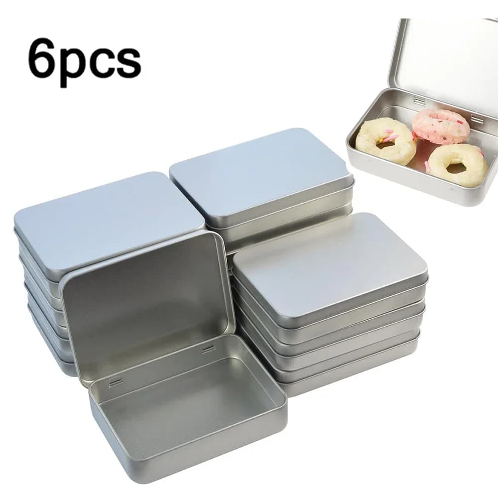 6 Stk. Metall-Dosenbox mit Scharnier, Mini tragbarer kleiner Aufbewahrungsbehälter mit Deckel für Zuhause, Bonbon- und Bastel-Organizer