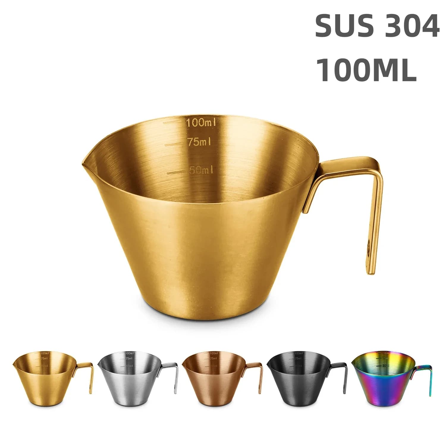 304 Edelstahl-Kaffeekonzentratbecher mit Skala, kleiner Milchmessbecher, Espressomessbecher, Küchenhelfer-Becher