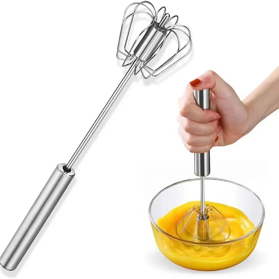 Edelstahl-Eierschläger, robuster halbautomatischer Mixer für müheloses Rühren und Schlagen von Eiern und Sahne in Küche und Backen
