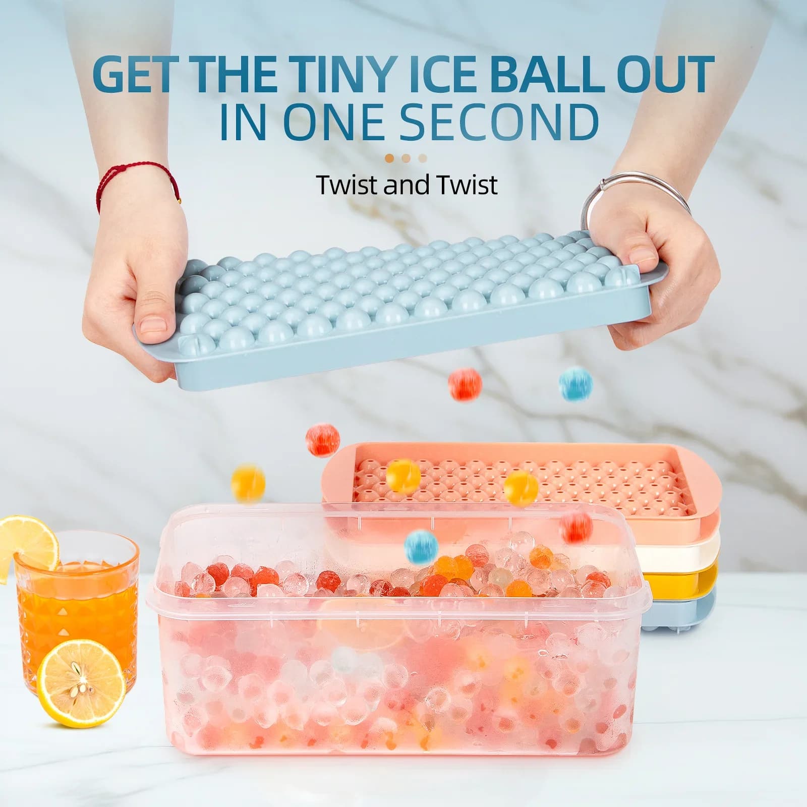 Mini-Eiswürfelform 104 Löcher runde Eisballform klein für Crushed Ice zum Kühlen von Bar-Cocktail-Whisky-Getränk-Kaffee-Saft Küchenwerkzeug