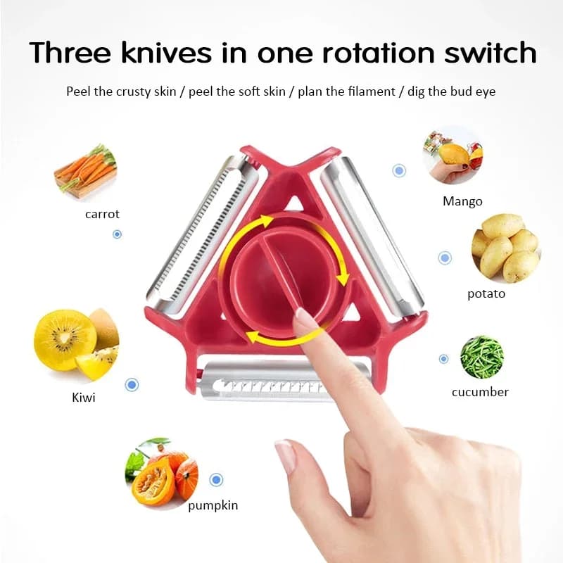1/3PCS 3-in-1 Magic Trio Schäler-Set, Slicer, Shredder, Schäler, Julienne-Schneider, Multischälklinge, Zester, Reibe, Küchenwerkzeug-Zubehör